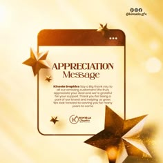 an advertisement with stars on it and the words appreciation message