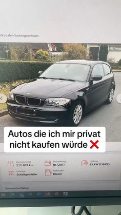 a computer screen with an ad for a car on it's display window and the words autos dieichm prir priratt nicht kaufn wurd