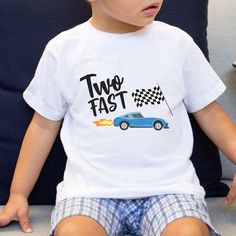 Two Fast customizable birthday shirt, available in 3 colors! 2 Fast 2 Furious Birthday Shirt, Two Fast Two Furious Birthday Shirt, 2 Fast 2 Curious Birthday Shirts, 2 Fast Birthday Shirt, Toddler Tshirt Ideas, Birthday Boy Race Car Shirt, Race Car Birthday, Birthday Tshirts, Cars Birthday