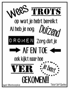 a poster with different phrases in black and white, including words that read wees trots