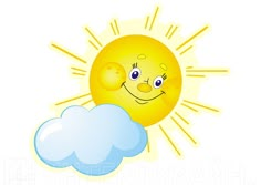 a smiling sun with a cloud in the foreground