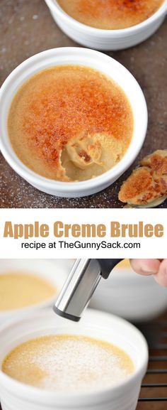 two white bowls filled with apple creme brule