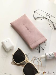 BirdinBag - Stylish Letter Print Sunglasses Case Vacation Organization, Glasses Pouch, Lipstick Brush, Sunglasses Pouch, Organizer Makeup, Stylish Letters, Multifunctional Storage, Travel Storage Bag, Bag Makeup