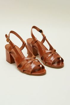 Open leather sandals 6 cm heel camel Gaelle - Balzac Paris Balzac Paris, Girly Girl, Summer 2024, Embossed Leather, Emboss