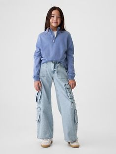 Kids Mid Rise Double Cargo Baggy Jeans | Gap Kids Tillys Jeans, Cheap Urban Jeans With Multiple Pockets, Boyfriend Jeans Kids, Kids Baggy Cargo Pants, Where To Buy Baggy Jeans For Kids, Cheap Cotton Jeans For Playtime, Cheap Denim Jeans For Playtime, Cheap Denim Blue Utility Jeans, Cheap Utility Denim Blue Jeans