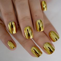 PRICES MAY VARY. metallic golden color false nail tips: : 23~24 pcs set full nails (in different sizes), a mini nail file and a sheet transparent double-side glue sticker. Easy to apply and remove. It's make your nails Fashion, Creative and fresh. Various Sizes & Perfect Length, great for nails salon, DIY home nails art. Perfect to be used on wedding, prom, dating, and they also suitable for Halloween, Christmas, Valentine's Day and other festival. Wonderful as gift for girlfriend, family and fr Metallic Gold Nails, Nails Metal, Golden Nail Art, Ombre Coffin, Nails Clear, Golden Nails, Short Fake Nails, Metallic Gold Color, Nails Natural