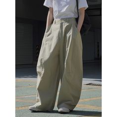 G-052-50 High-waisted Solid Khaki Pants, High Waist Solid Khaki Pants, High Waist Solid Color Khaki Pants, High Waist Baggy Khaki Cargo Pants, Baggy High-waist Khaki Cargo Pants, Khaki High-waist Baggy Cargo Pants, Baggy High Waist Khaki Cargo Pants, Casual High-waisted Khaki Pants, Baggy Khaki Bottoms Solid Color