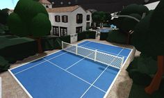 Bloxburg Tennis Court, Bloxburg Garage Ideas, Bloxburg Gym, Beach House Layout, Bloxburg Beach House, Winter House Exterior, Castle House Design, Collage Des Photos, House Plans With Pictures