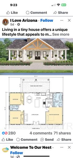 two houses with different floor plans on the front and back, one is for sale