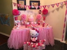 a hello kitty birthday party with pink decorations