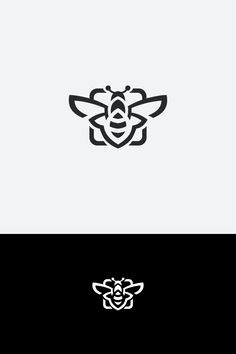 a bee logo is shown in black and white