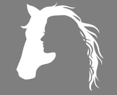 the silhouette of a man with long hair and a goat's head on it