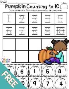 the pumpkin counting to 10 worksheet for preschool and pre - k students with free printables