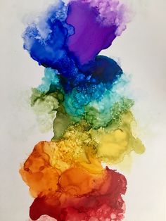 an abstract painting with different colors on it