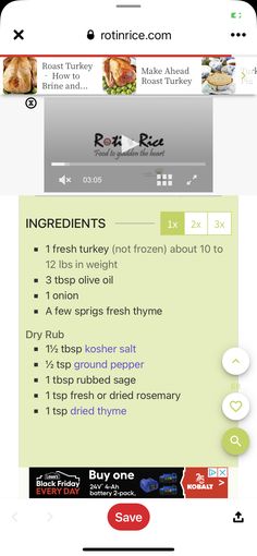 an iphone screen showing the menus and directions for different types of food