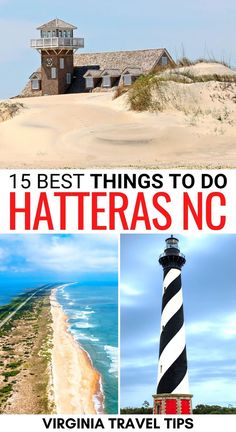 the top five things to do in hatteras, nc with text overlay