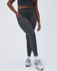 Women's Ultimate Pocket Leggings - Graphite Grey | Adanola Sporty Tight Pants With 5-inch Inseam, Functional Full-length Tights With Pockets, Sportswear Bottoms With Side Pockets And 4-way Stretch, Mid-rise Comfort Stretch Activewear With Pockets, Full-length Leggings With 4-way Stretch And Comfort Waistband, Sportswear Bottoms With 4-way Stretch And 5-inch Inseam, Casual Compressive Bottoms With Hip Pockets, Full Length Leggings With 4-way Stretch And Comfort Waistband, Athleisure Activewear With 4-way Stretch And Hip Pockets