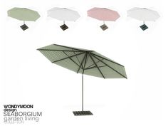 an umbrella is shown with different colors and shapes in the background, as well as four smaller ones