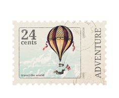 a postage stamp with an image of a hot air balloon