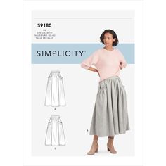 Misses Skirts.Simplicity Sewing Pattern 9180.Misses pleated skirt with pocket and hem variationsRecommended fabricsBroadcloth, Chambray, Cotton Types, Crepe, Double Knit, Flannel, Lightweight Denim, Linen Types, Ponte, Sateen, Stretch Wovens, Twill, Wool Types. Extra fabric needed to match plaids, stripes or one-way design fabrics. Clothes Blouses, Jewelry Making Tutorial, Pants Sewing Pattern, Skirt Patterns Sewing, Sewing Crochet, Simplicity Sewing, Sewing Skirts, Clothes Sewing, Simplicity Sewing Patterns