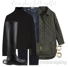 Outfit Capsule Wardrobe, Outfit Capsule, Classic Fashion Pieces, Black Knee Boots, Outfit Autumn, Autumn Clothing, Cozy Fall Outfits, Simple Fall Outfits, Black Riding Boots