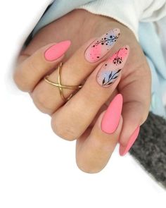 Trendy Nail Art, Summer Nails Colors, Hot Nails, Nail Inspiration, Floral Nails, Summer Nail, Cute Acrylic Nails, Nails Design, Blue Nails