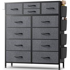 an image of a grey dresser with drawers