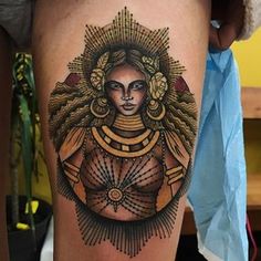 Afrocentric Art Tattoo, Orisha Tattoo Ideas, African Goddess Tattoo, Afrocentric Tattoos For Women, African Tattoo Ideas, Beyonce Tattoo, African Queen Tattoo