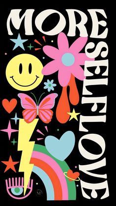 a poster that says more than words with flowers and stars on it, including a smiley face