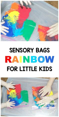 rainbow activities for kids to make and play in the rain with text overlay that reads mess - free rainbow activity