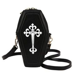 Embrace The Dark Allure With Our Black Gothic Vampire Coffin Pocketbook Featuring A Cross Detail. Crafted From High-Quality Pu Leather, This Unique Bag Measures Approximately 8.5" X 4.5", Providing Ample Space For Your Essentials. The Strap Perfectly Complements The Bag's Aesthetics, Creating A Captivating Look. Channel Your Inner Vampire And Add A Touch Of Gothic Elegance To Your Ensemble. The Coffin Shape And Cross Evoke Mystique And Sophistication, Whether You're Attending A Themed Event Or E Whimsical Goth Fashion, Bill Skarsgard Hemlock Grove, Coffin Bag, Alt Accessories, Dark Whimsical, Gothic Wedding Theme, Style Alt, Whimsical Witch, Gothic Coffin