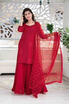 Dress Design Indian, New Dress Design Indian, Georgette Palazzo, Shaurya Sanadhya, Georgette Suit, Kurta With Palazzo, Kurtis Design, Anarkali Dress Pattern