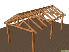 an image of a wooden structure that is being built on the ground with wood framing