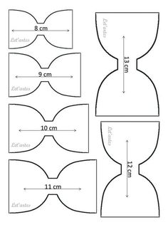 an image of paper bow ties with measurements for the size and width, as shown in this