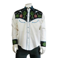 Men Cowboy Western Ivory Cotton Shirt Designer Embroidered Piping Detailed Wedding Cocktail Attire Outfit Personalized Custom Made Prom Set by HouseOfGorshi on Etsy Wedding Cocktail Attire, Cocktail Wedding Attire, Vintage Cactus, Chain Stitch Embroidery, Star Chain, Wedding Cocktail, Cowboy Western, Western Shirt