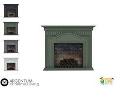 an image of a fireplace with different styles and colors on the front, side, and back sides