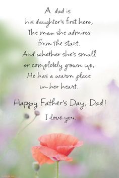 a father's day poem with a flower in the foreground