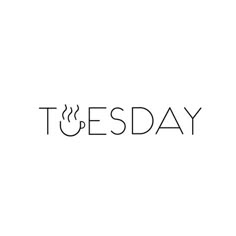 the word tuesday written in black and white