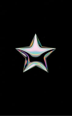 a shiny star on a black background in the middle of the image is an iridescent effect