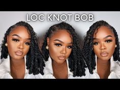 Knot Bob Locs, Marley Twist Loc Knot Bob, Marley Hair Over Locs, Asymmetrical Loc Knot Bob, Locs Knot Bob, Loc Bob With Curls, Loc Knots Styles Bob, Bob Locs Hairstyles For Black Women, Locs Bob Hairstyle