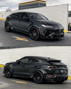 two different views of a black sports car