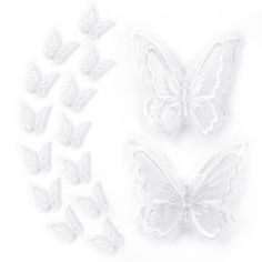 white butterflies are shown on a white background