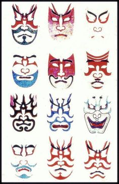 several masks with different designs on them