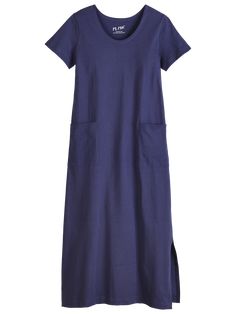 The Vermont Country Store is the only place you'll find genuine M. MAC dresses, including this latest addition to our collection - an ankle-length maxi dress designed with patch pockets. Each dress is still made of our signature cotton knit in an easy-to-wear column style with side slits for ease of movement (and flirty flair!), and finished with a flattering scoop neckline and short sleeves, to keep you cool and comfortable, season to season. Versatile solid colors Flattering column style Soft Blue Maxi Dress With Pockets For Daywear, Blue Lounge Dresses With Pockets, Rock Fish, Maxi Dress Designs, Vermont Country Store, Knit Machine, Ankle Length Dress, Country Store, Mid Length Dresses