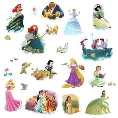 disney princess wall decals are shown