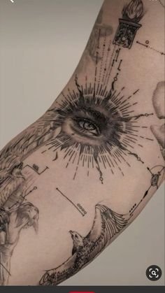 a person with tattoos on their arm has an all seeing eye tattoo on his arm