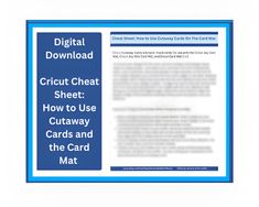 a blue and white poster with instructions for how to use cutaway cards and the card mat