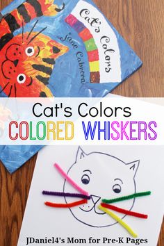 cat's colors colored whiskers for kids to color and write on paper