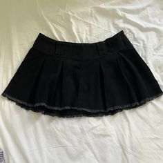 Never Used. Black Punk Skort For Summer, Black Punk Style Skort For Summer, Black Rock Mini Skirt For Streetwear, Black Rock Style Mini Skirt For Streetwear, Black Punk Denim Skirt For Spring, Black Denim Punk Skirt, Black Grunge Mini Skirt For Fall, Rock Style Black Bottoms With Pockets, Black Punk Denim Skirt