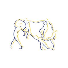 a drawing of two people wrestling each other